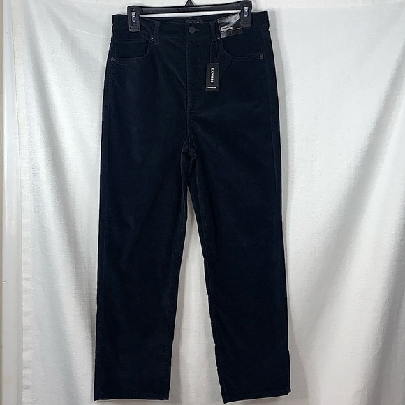 Express Black Velvet Super High Rise Straight Pant- NWT - Picture 5 of 16